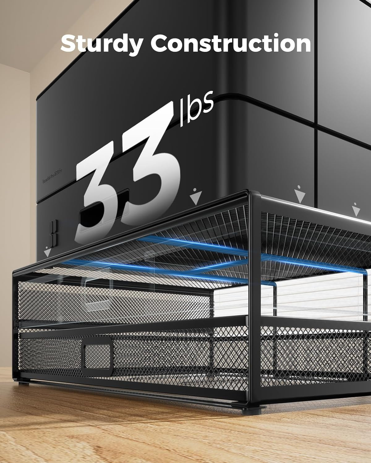 2 Tier Monitor Stand, Metal Monitor Riser with Drawer, Desk Organizer, Monitor Stand with Storage, Desktop Computer Stand for PC, Laptop, Printer