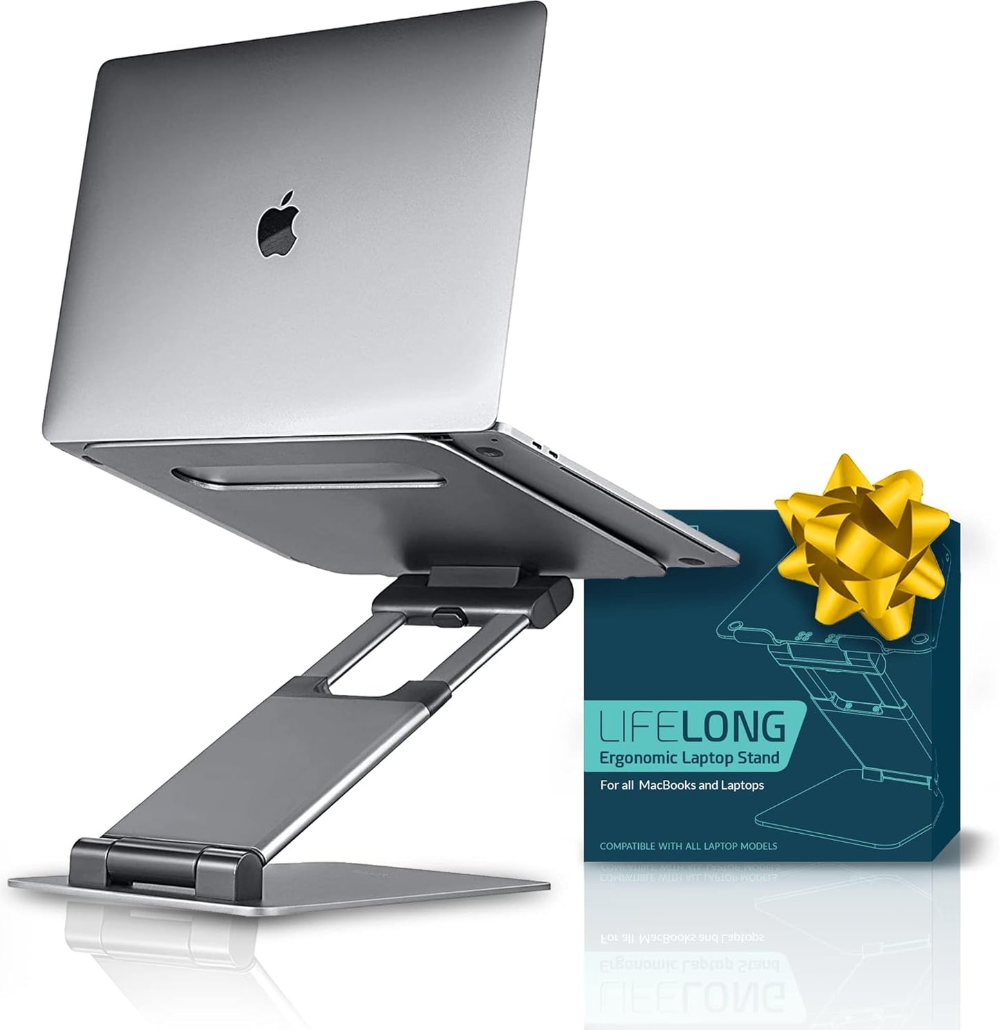 Ergonomic Laptop Stand for Desk, Adjustable Height up to 20", Portable Computer Laptop Riser, Fits All Macbook, Laptops 10 15 17 Inches, Lap Top Holder Desk Stand, Gift for Men Women