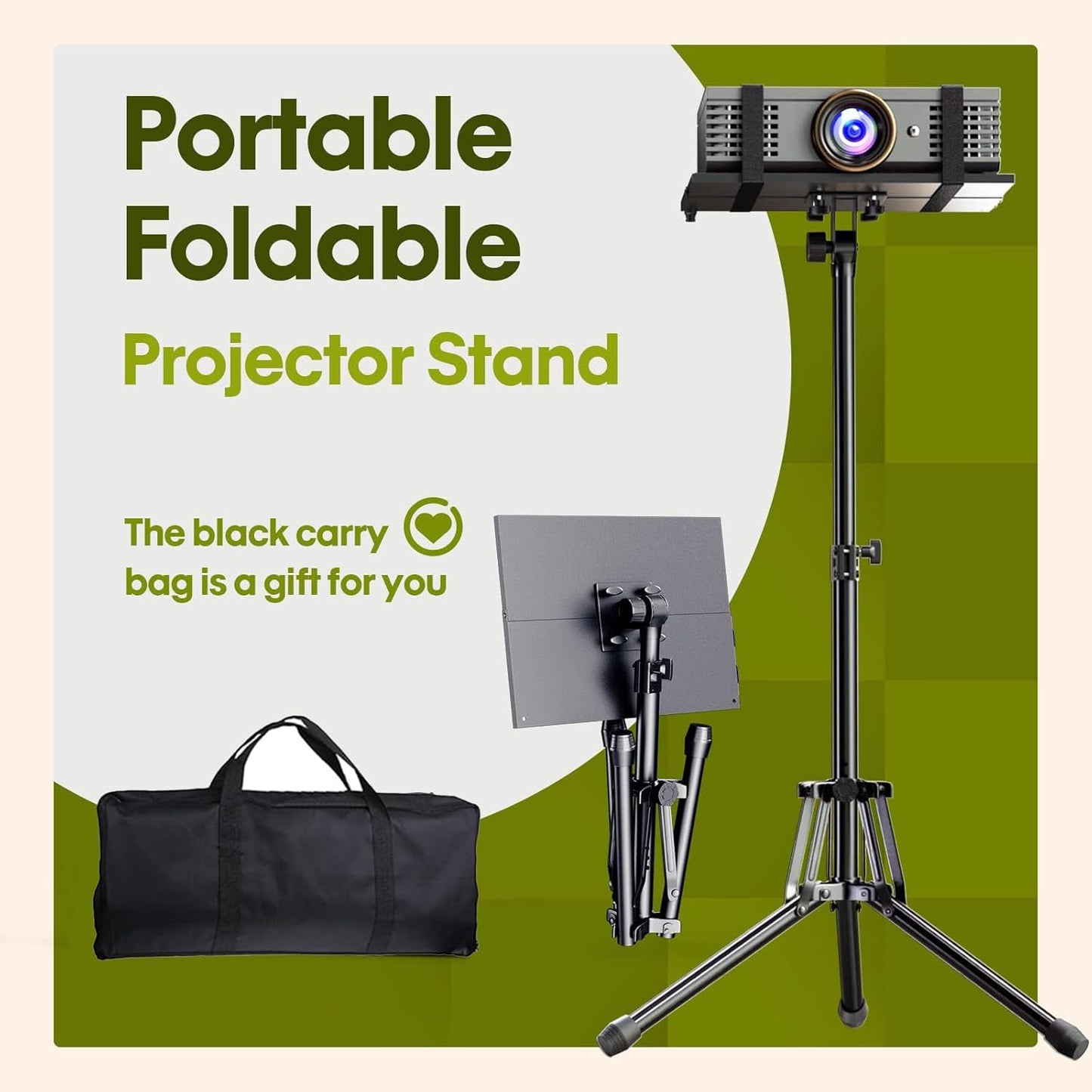Projector Stand Laptop Tripod Stand - Portable Stand Adjustable Height 20 to 60 Inch, Projector Stand with Gooseneck Phone Holder & Mouse Tray, Laptop Floor Stand for Podium, Home, Studio, DJ Racks