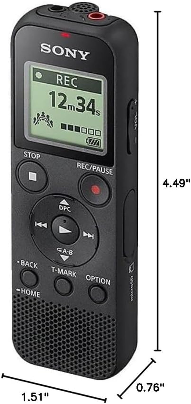 ICD-PX370 Mono Digital Voice Recorder with Built-In USB Voice Recorder,Black