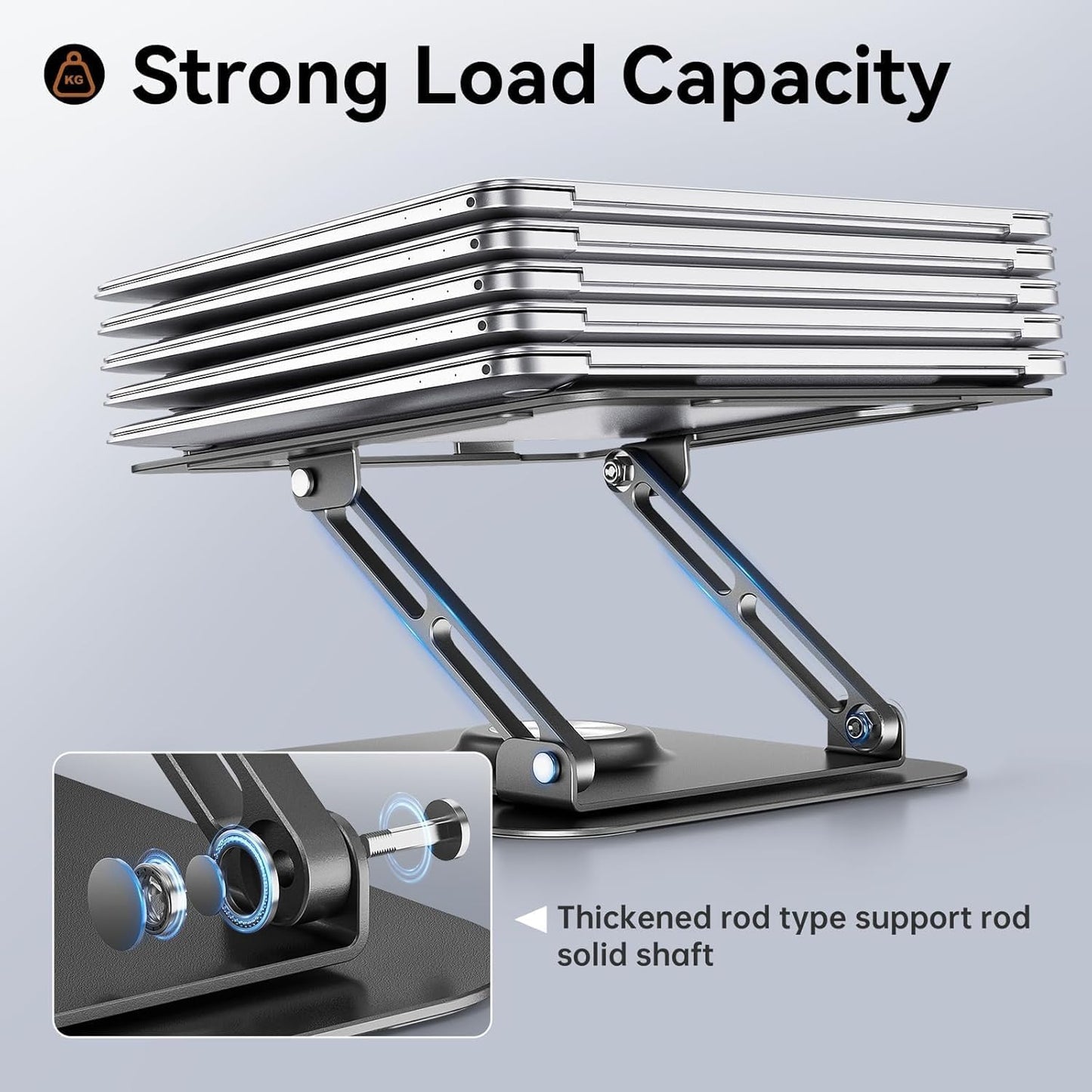 Laptop Stand for Desk, Adjustable Computer Stand with 360° Rotating Base, Ergonomic Laptop Riser for Collaborative Work, Foldable & Portable Laptop Stand, Fits for All 10-16" Laptops