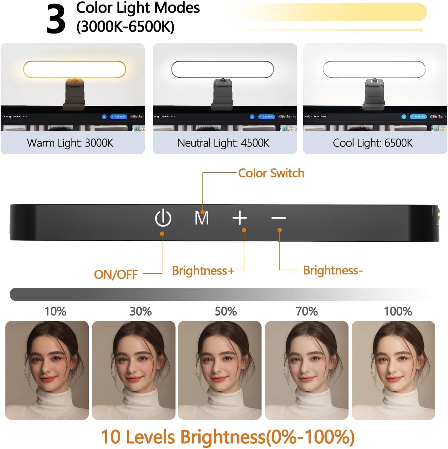 Selfie Light for Phone, LED Streaming Lighting with Remote and Touch Control, Fill Selfie Ring Light for Laptop, Computer Phone Ring Light for Video Recording/Conference/Live Streaming/Make Up