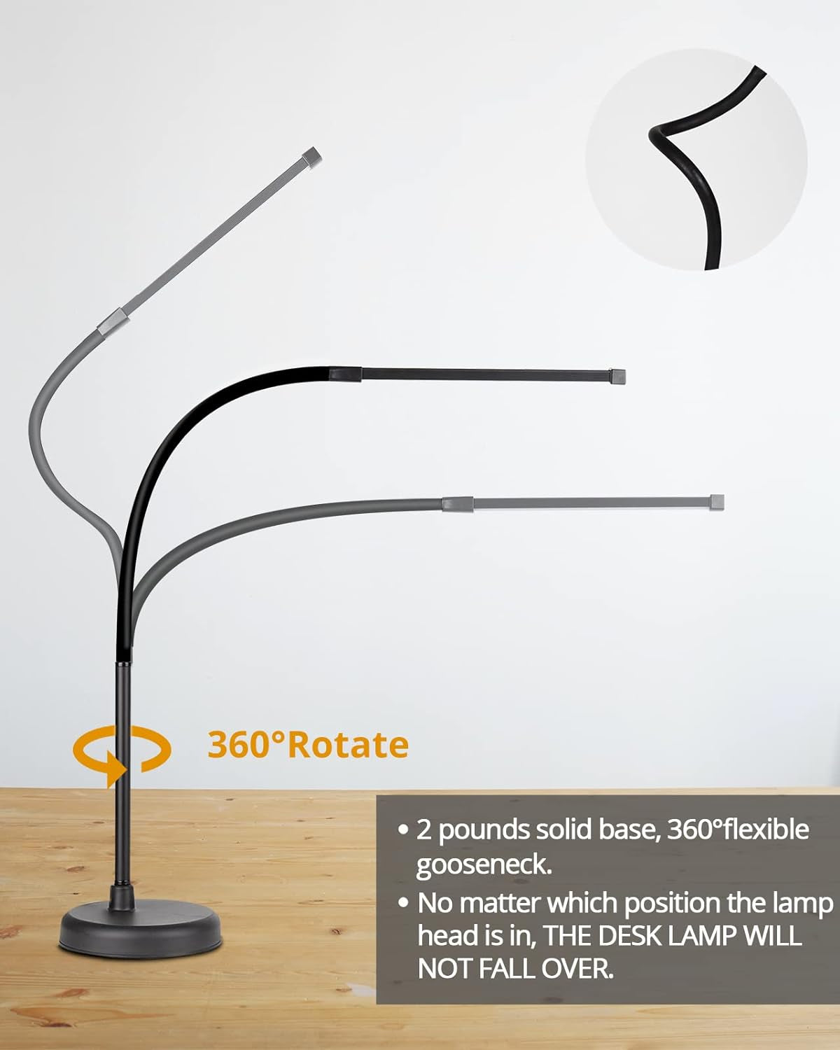 LED Desk Lamp, Swing Arm Architect Task Lamp with Long Flexible Gooseneck, 3 Color Modes, and USB Adapter, Dimmable Desk Light for Home/Office/Drafting/Reading/Piano