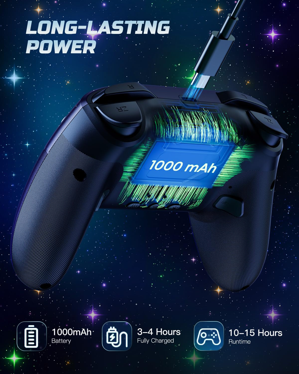 Switch Controller, LED Star Wireless Pro Controllers Compatible with Lite/Oled, Multi-Platform Windows PC with 9 Colors Colorful RGB Lights/Programmable/Vibration/Turbo/Wakeup