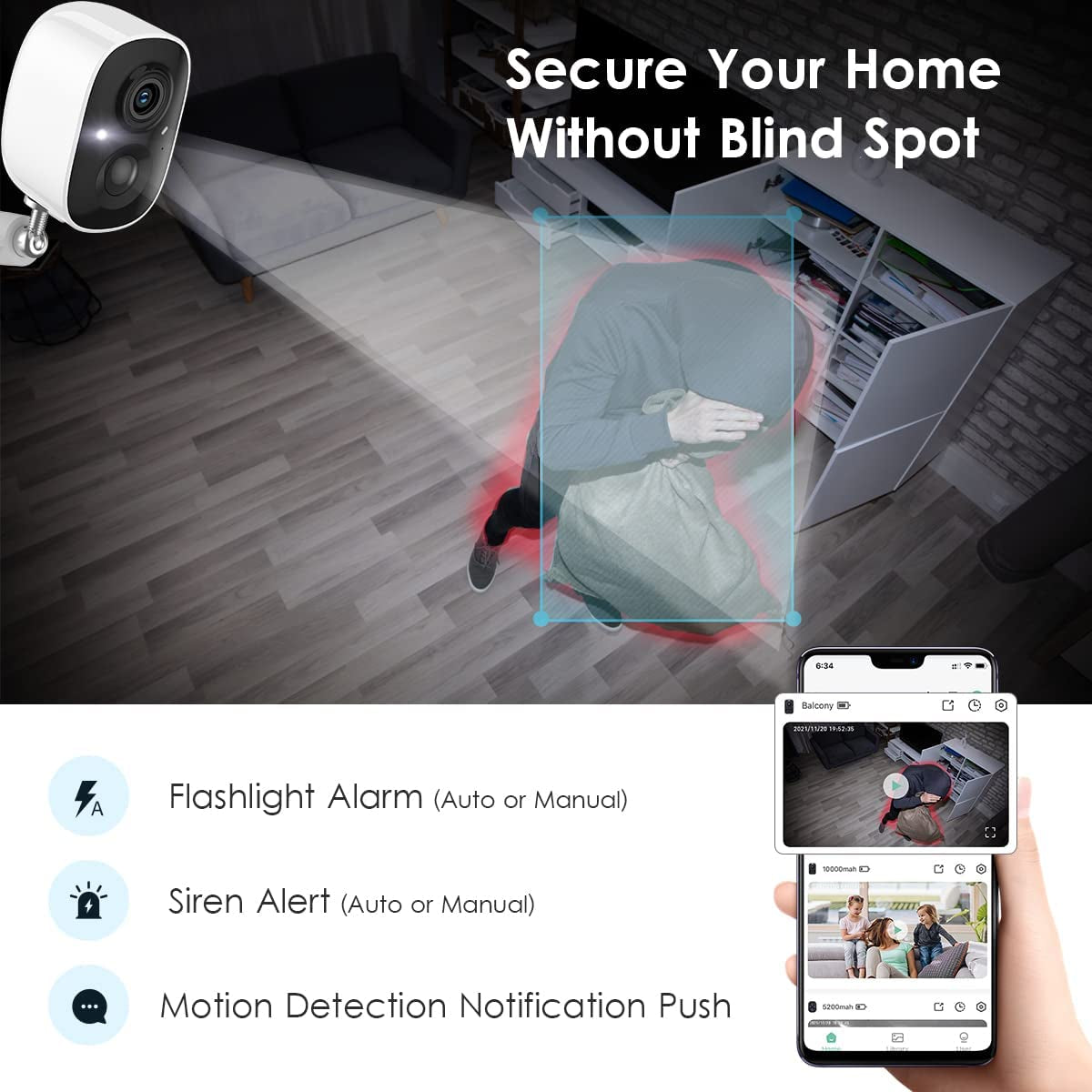 Security Cameras Wireless Outdoor, 2K Color Night Vision AI Motion Detection 2-Way Talk Battery Powered Wifi Home Indoor Camera IP65 Weatherproof Spotlight Siren Alarm Cloud/Sd Storage 2-Pack