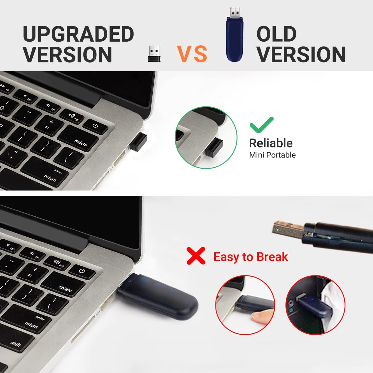 Barcode Scanner Wireless 1D Laser Cordless Barcode Reader with Battery Level Indicator, Versatile 2 in 1 2.4Ghz Wireless and USB 2.0 Wired