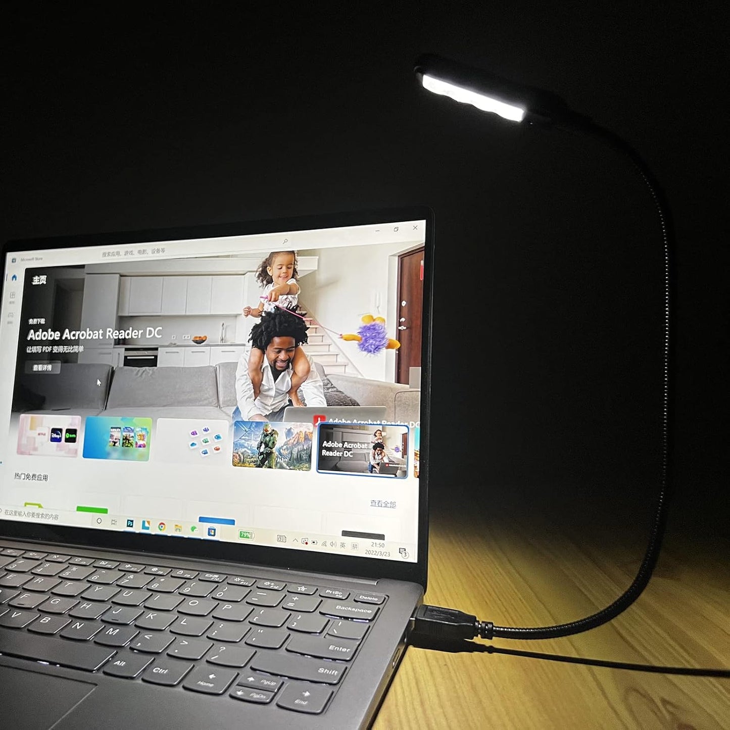 USB Light for Laptop Keyboard, Thickened & Flexiable 3 Brightness X 3 Color Temperature USB Reading Light for Nightwork without Disturbing Roommates.
