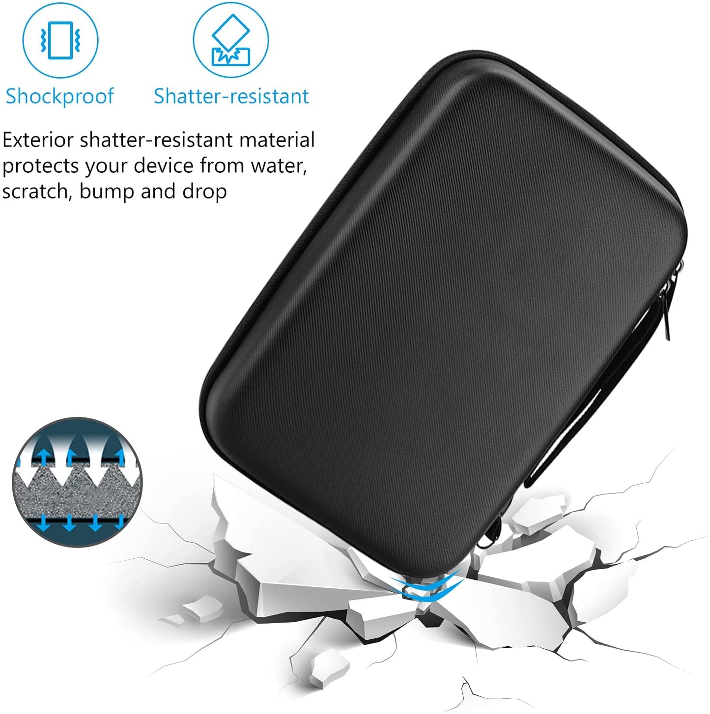 Hard Travel Electronic Organizer Case for Macbook Power Adapter Chargers Cables Power Bank Apple Magic Mouse Apple Pencil USB Flash Disk SD Card Small Portable Accessories Bag -L, Black