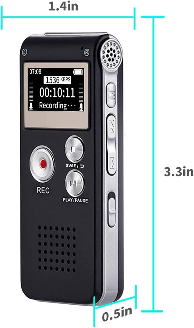 Digital Voice Recorder 16GB Voice Recorder with Playback for Lectures - USB Rechargeable Dictaphone Upgraded Small Tape Recorder Device