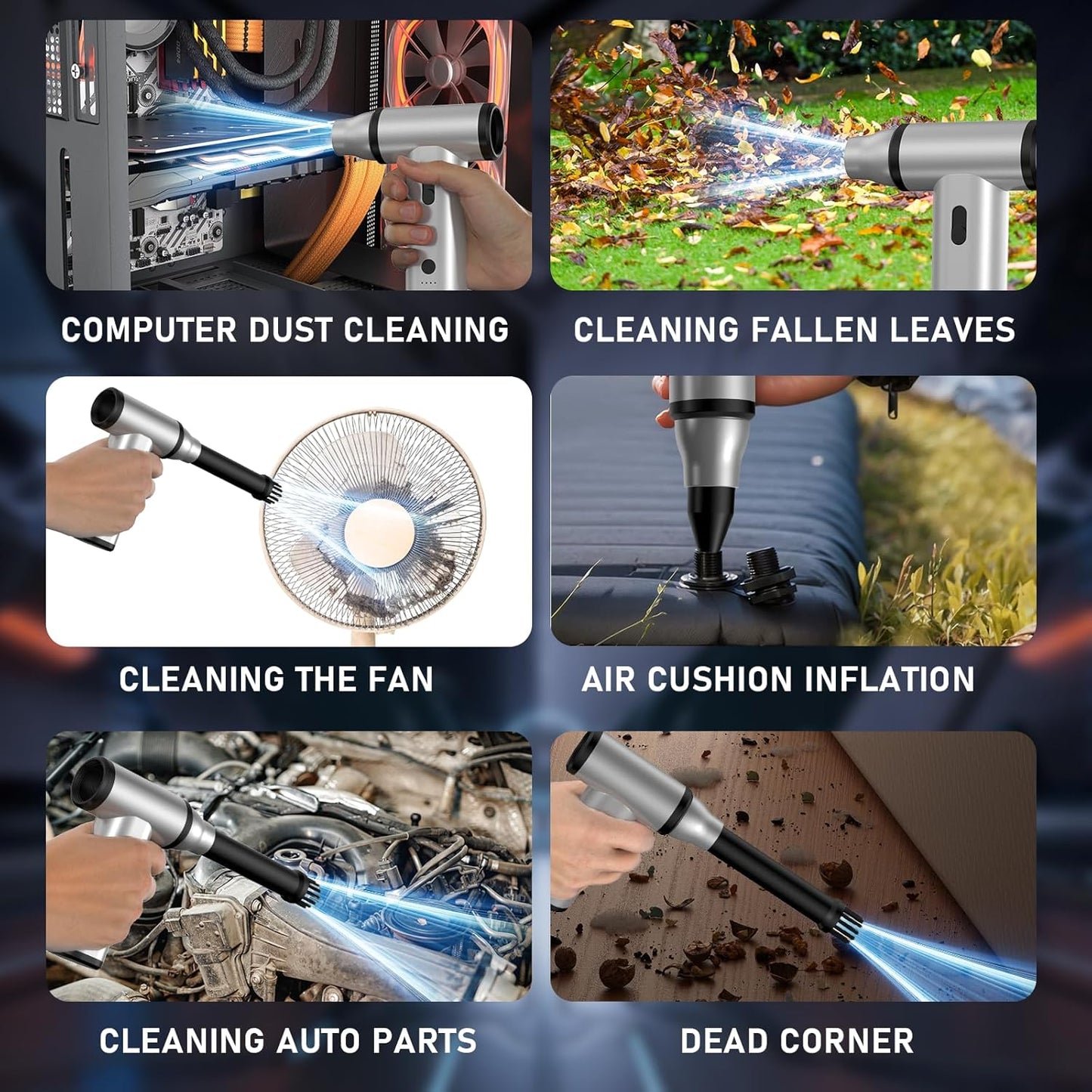 Compressed Air Duster, 300000RPM Air Blaster Electric Cleaner for Keyboard, PC Deep Cleaning, Component,Air Bed,Infinitely Speed Replace Compressed Air Can-No Canned Air Duster,Rechargeable Air Blower
