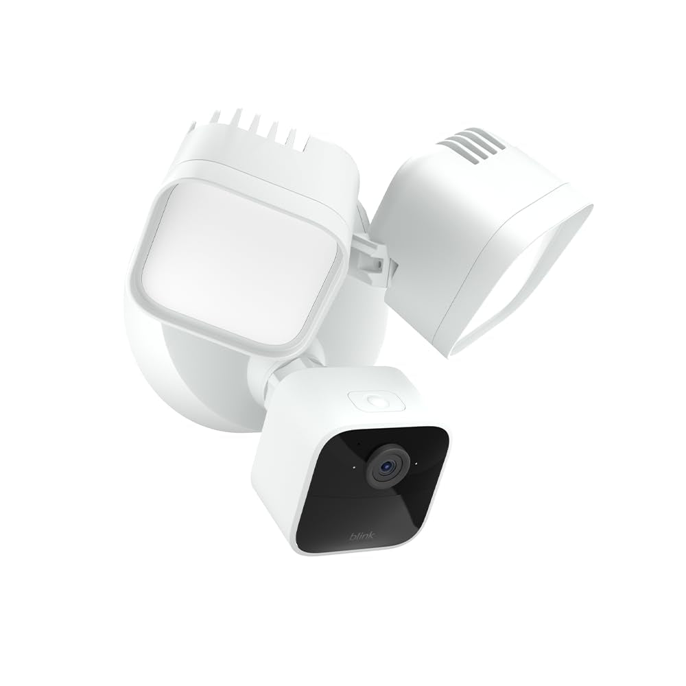 Wired Floodlight Camera - Smart Security Camera, 2600 Lumens, HD Live View, Enhanced Motion Detection, Built-In Siren, Works with Alexa – 1 Camera (White)