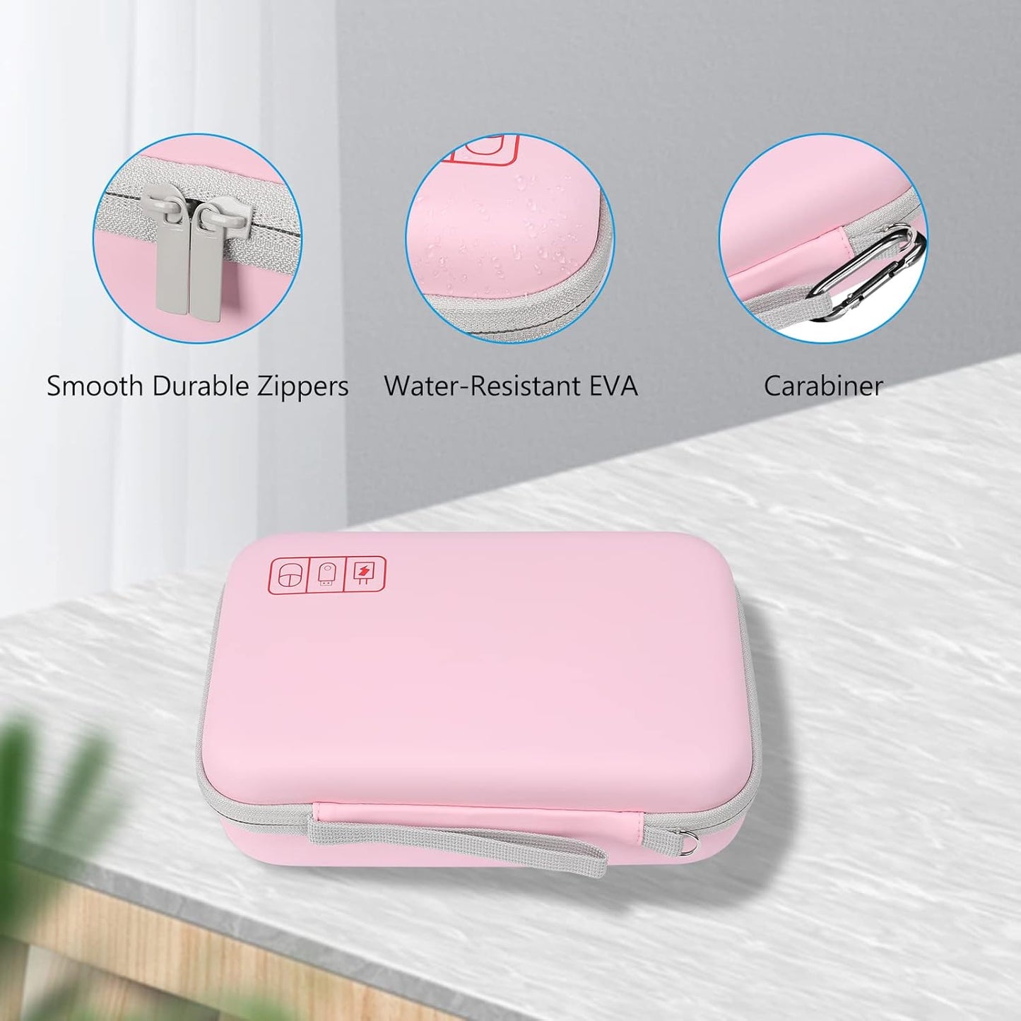 Hard Travel Electronic Organizer Case for Macbook Power Adapter Chargers Cables Power Bank Apple Magic Mouse Apple Pencil USB Flash Disk SD Card Small Portable Accessories Bag -L, Rosegold