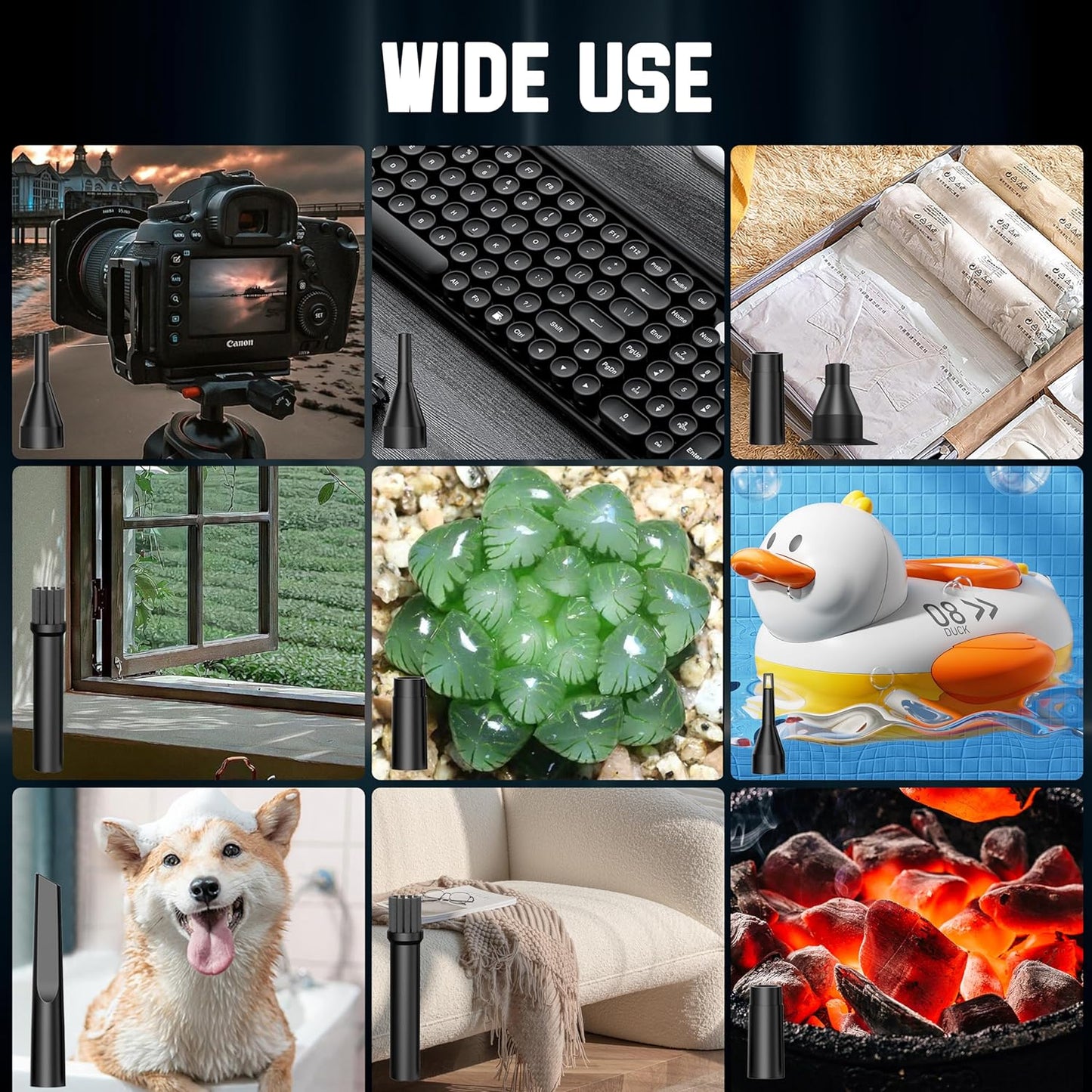 Compressed Air Duster-Cordless Air Blower-Electric Air Duster for Cleaning Keyboard Pc-Air Cleaning Kit-3 Speed Duster Cleaner with Led-Light-No Canned Air Dusters-Car Dusters