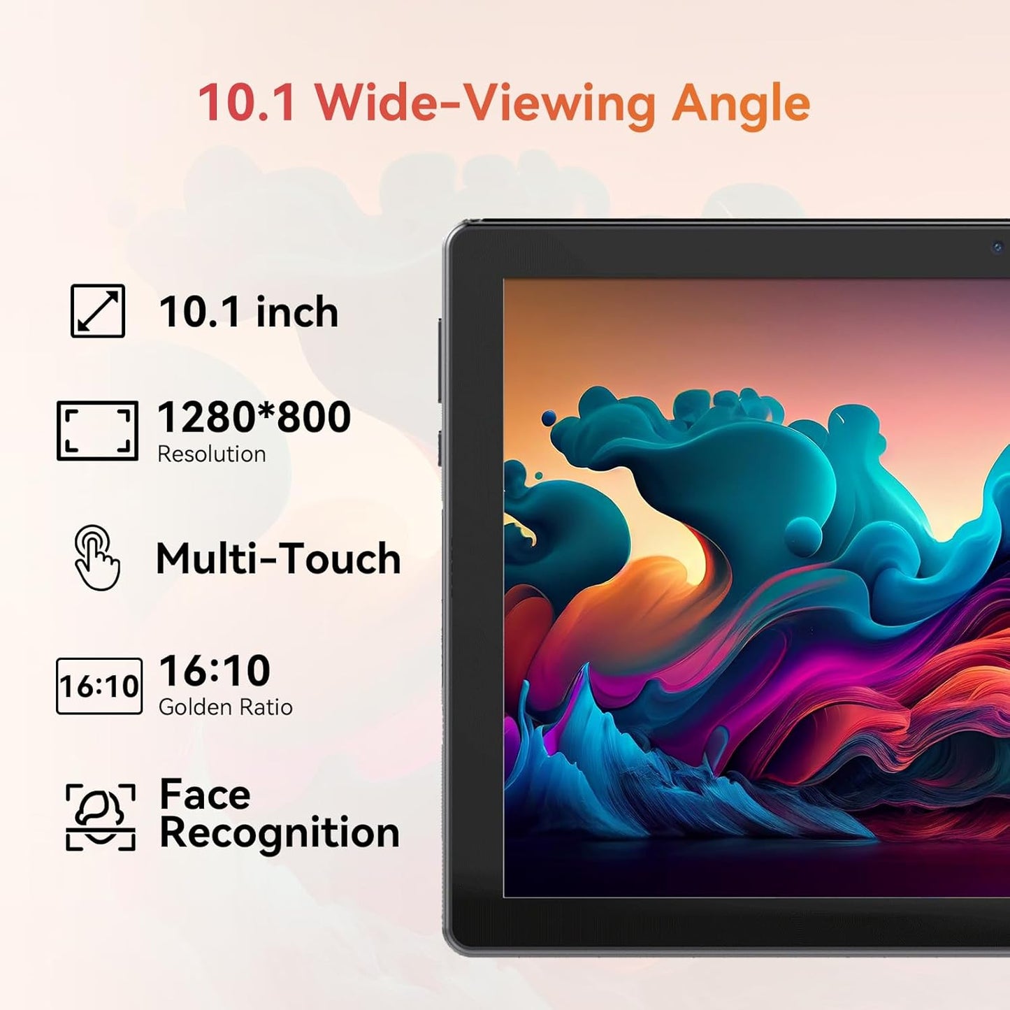 Tablet,10.1" Android Tablet with Octa-Core Processor 8GB RAM 64GB ROM HD IPS Touchscreen 8H Battery, Wi-Fi 6, BT 5.0, Dual Camera, Google Tablets 2025