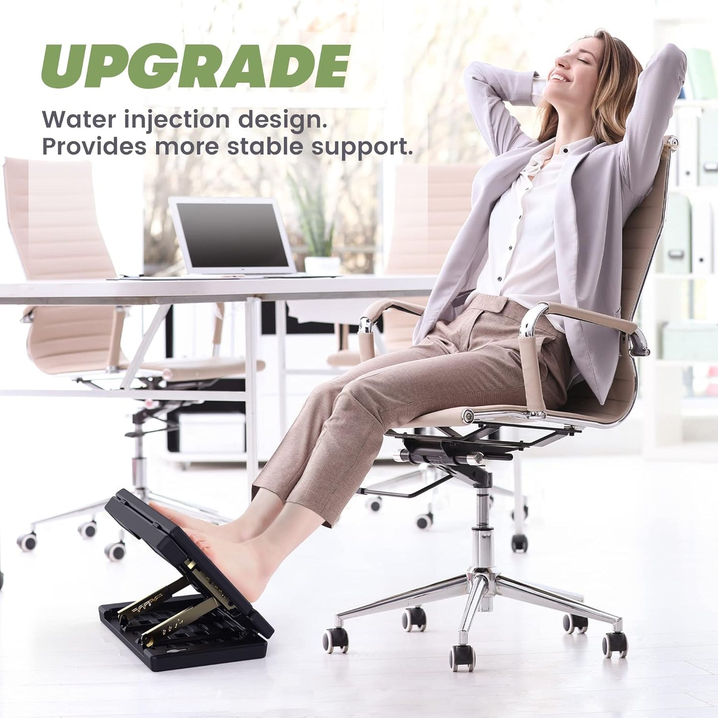 Foot Rest for under Desk at Work, Height Adjustable Footrest with Massage Roller and Soft Pad, Foldable Ergonomic Foot Rest for Car, Underdesk, Home, Train(Black)
