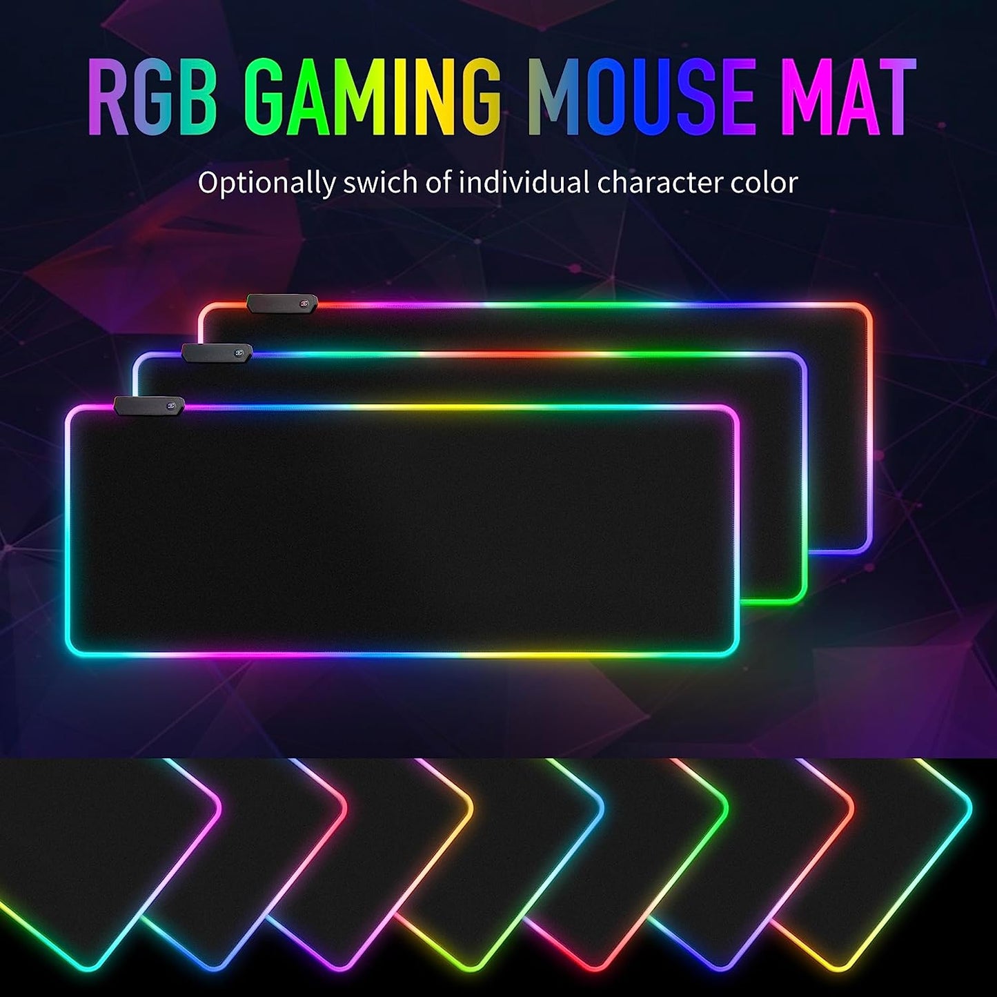 Large RGB Gaming Mouse Pad -15 Light Modes Touch Control Extended Soft Computer Keyboard Mat Non-Slip Rubber Base for Gamer Esports Pros 31.5X11.8