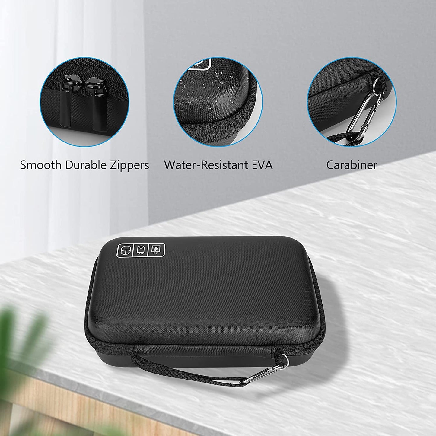 Hard Travel Electronic Organizer Case for Macbook Power Adapter Chargers Cables Power Bank Apple Magic Mouse Apple Pencil USB Flash Disk SD Card Small Portable Accessories Bag -L, Black