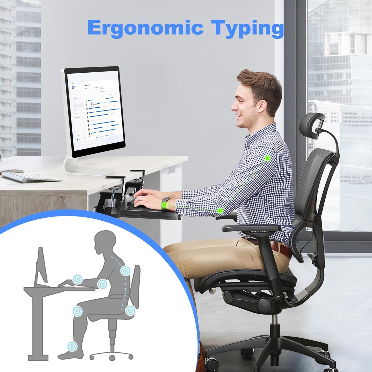 Keyboard Tray under Desk Large C-Clamp 25.6β (30β Including Clamps) X 11.8β Slide-Out Platform Computer Drawer Pull Out Keyboard & Mouse Tray Black DSF4