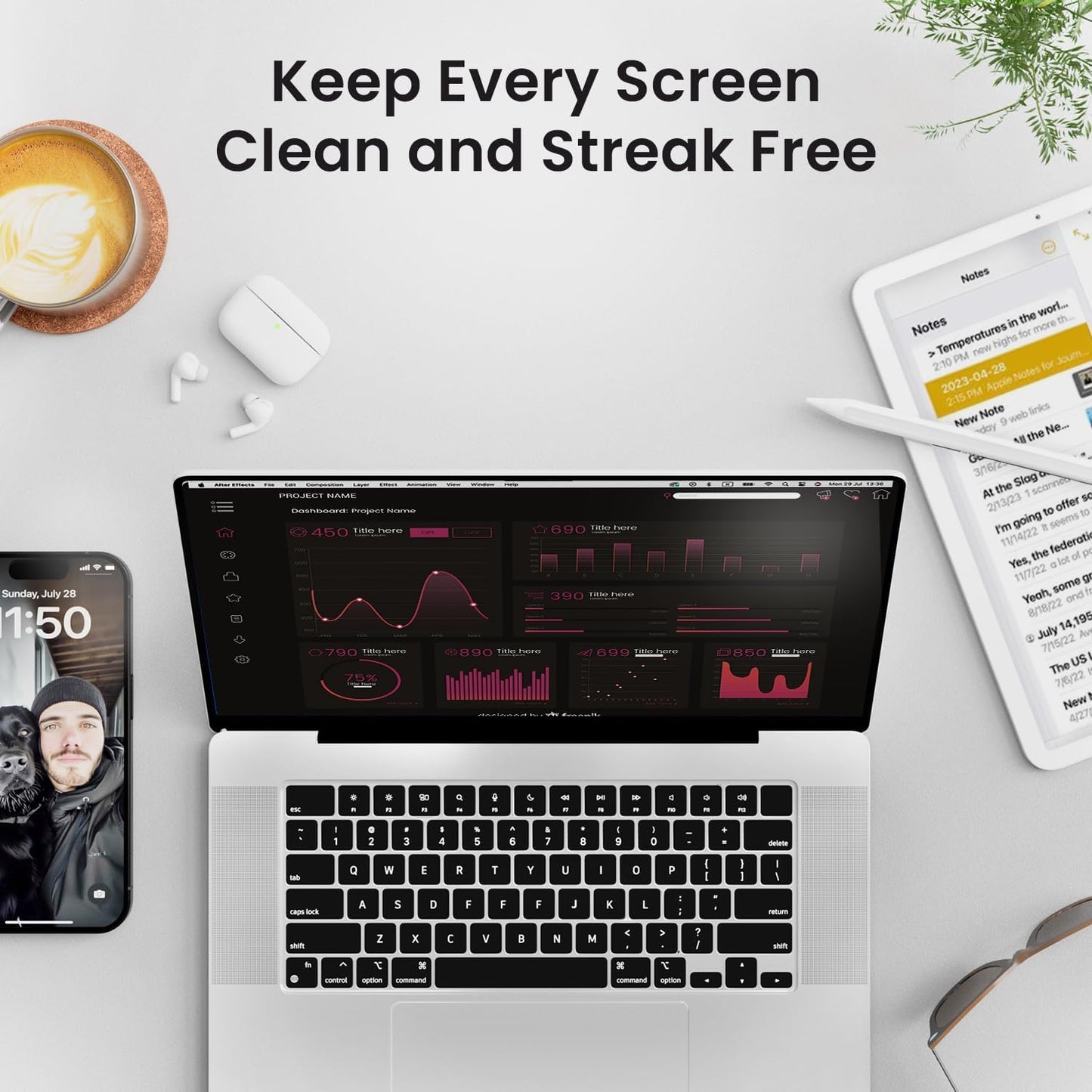 ® Screen Cleaner Spray Kit (Streak-Free) TV Screen Cleaner for Smart TV, LCD, LED, OLED | Computer Screen Cleaner Spray and Wipe Microfiber Cloth for TV, Monitor, Laptop, Ipad, Car & More - 1 Pack