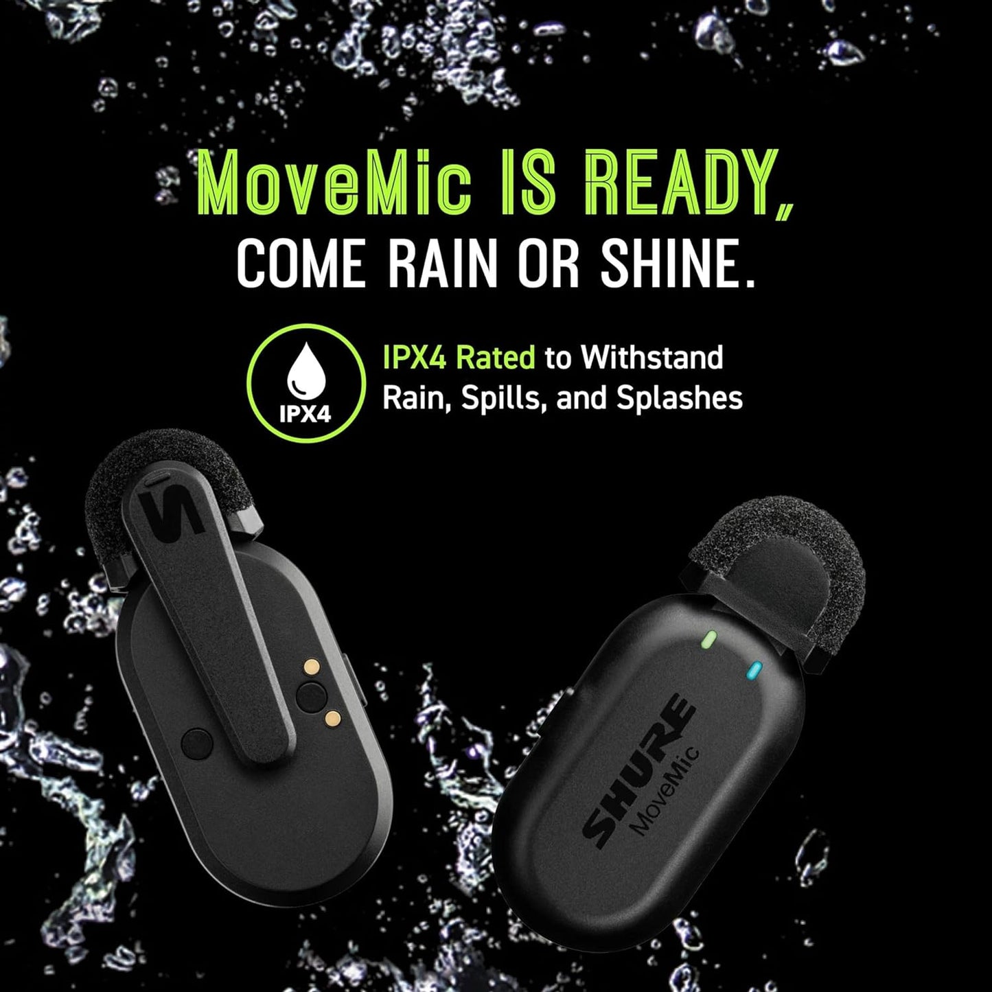 Movemic One - Pro Direct to Phone Wireless Lavalier Microphone for Iphone & Android, Bluetooth Mini Mic, 24 Hours Charge, Quick Set Up, IPX4, Compact & Portable Clip Lav (MV-ONE-Z7)