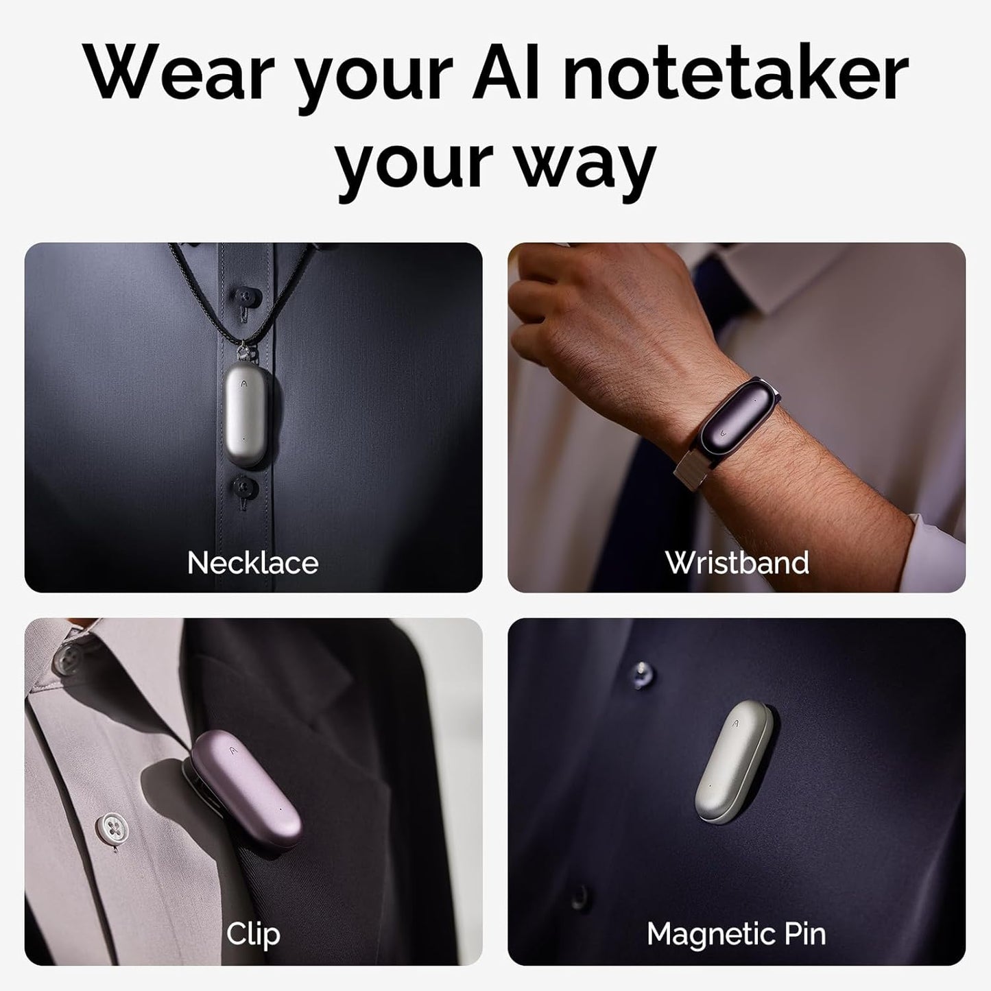 AI Voice Recorder, Notepin Voice Recorder, App Control, AI Notetaker, AI Transcribe & Summarize Support 112 Languages, 64GB Memory, Audio Recorder for Lectures, Meetings, Gray