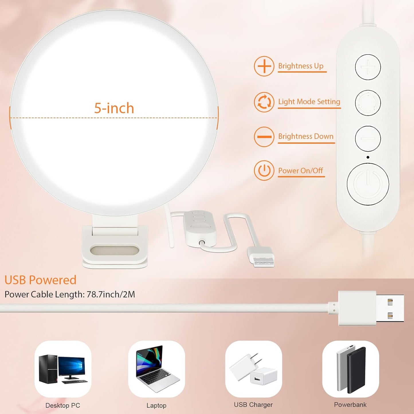 Clip-On Ring Light for Laptop & Phone, Upgraded 60-LED Full-Screen Anti-Glare Light with 3 Color Modes & Dimmable Brightness, Perfect for Zoom, Tiktok, Selfies, Video Calls