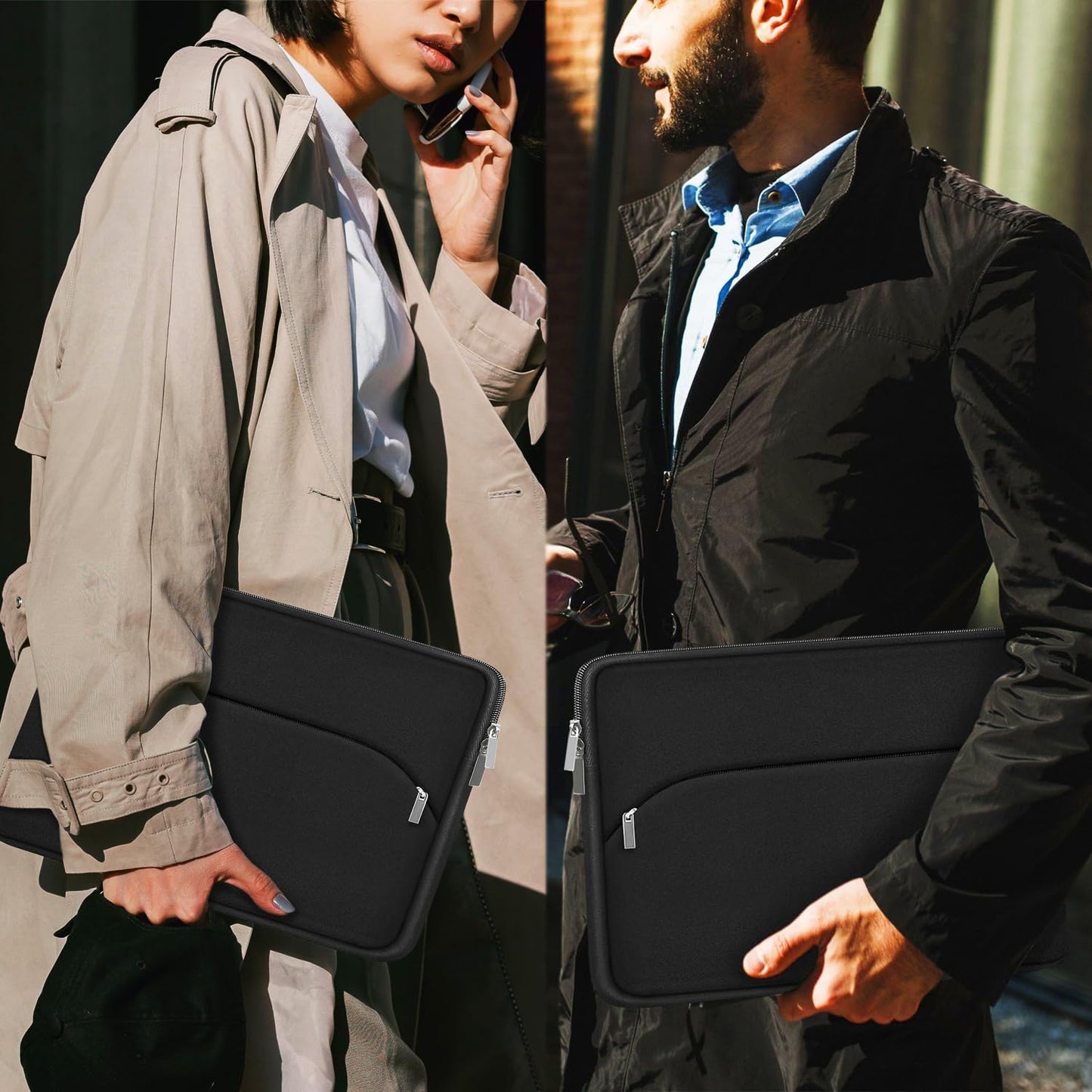 Laptop Sleeve Case 15.6 Inch, Durable Portable Monitor Protective Cover with Front Pocket, Traveling Computer Carrying Bag Laptop Sleeve Compatible for HP, Dell, Asus, Lenovo, Black