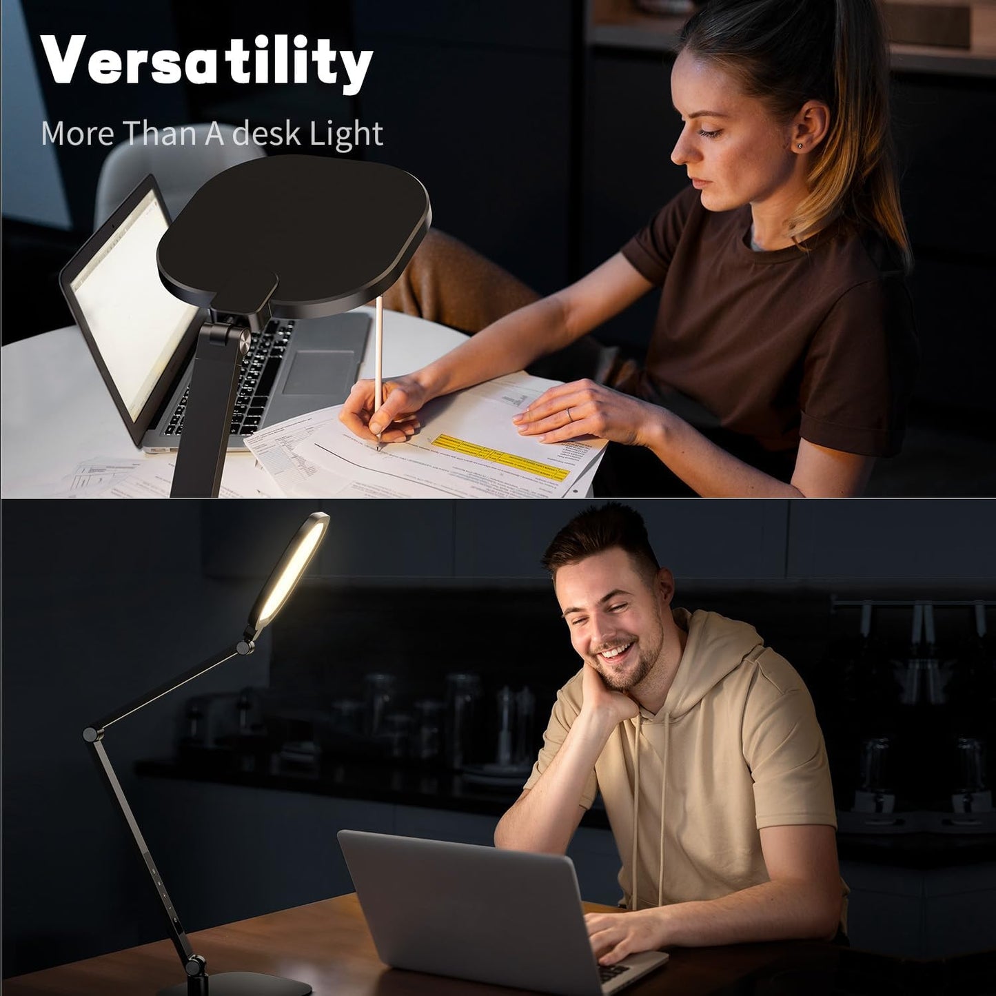 LED Desk Lamp for Home Office, Desk Light for Video Call, 3 Color Temperature 10 Brightness Computer Light, Dimmable Led Desk Light with Memory & Timer Func, Metal Swing Arm Architect Desk Lamp