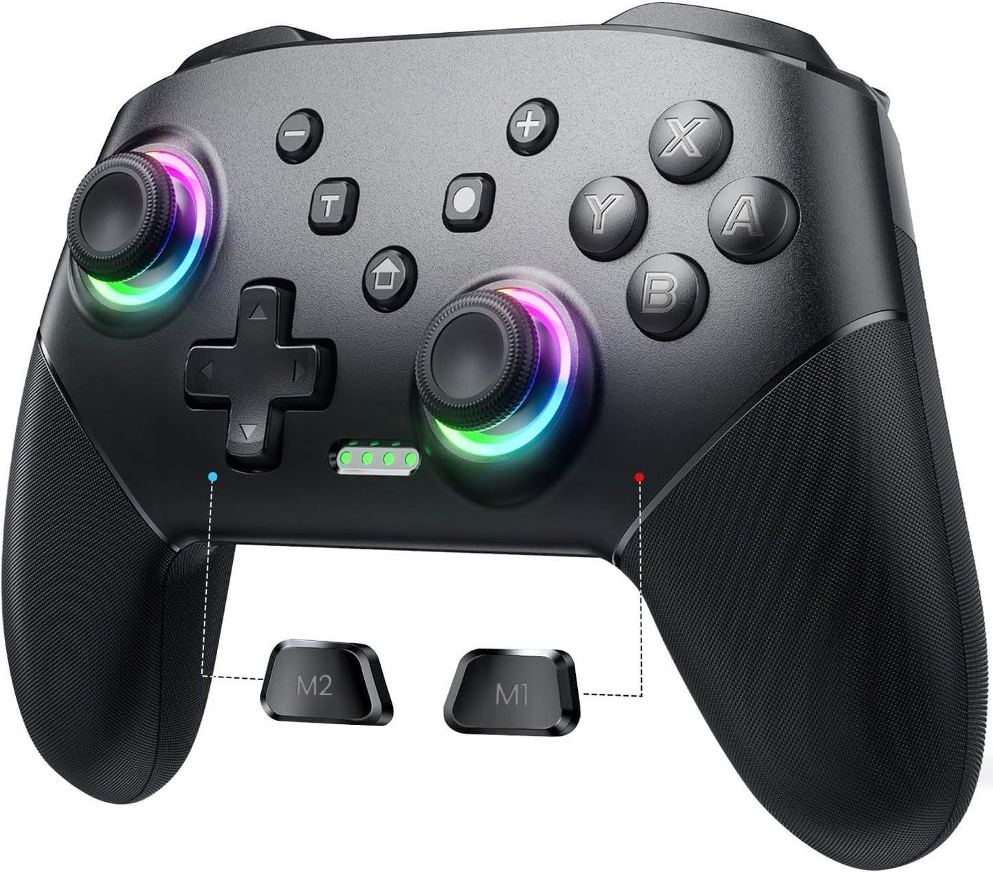 Controller Wireless, Pro Controllers Compatible with Lite/Oled/Android/Ios/Pc, One-Key Pairing Gamepad with 9-Color RGB Leds 1000Mah Battery 6-Axis Motion Wake up Function