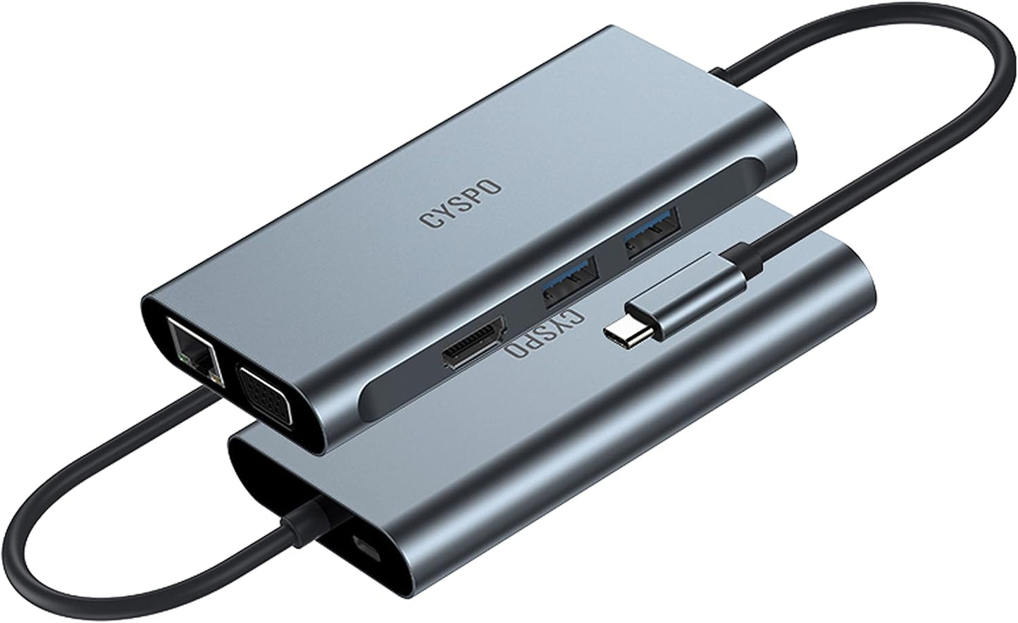 USB C Hub Docking Station, 6-In-1 Dual Monitor Adapter with 4K HDMI, 1080P VGA, 2 USB 3.0 Ports, 100W PD Charging Input, Gigabit Ethernet β Compatible with Macbook, Dell, HP, Lenovo, and More
