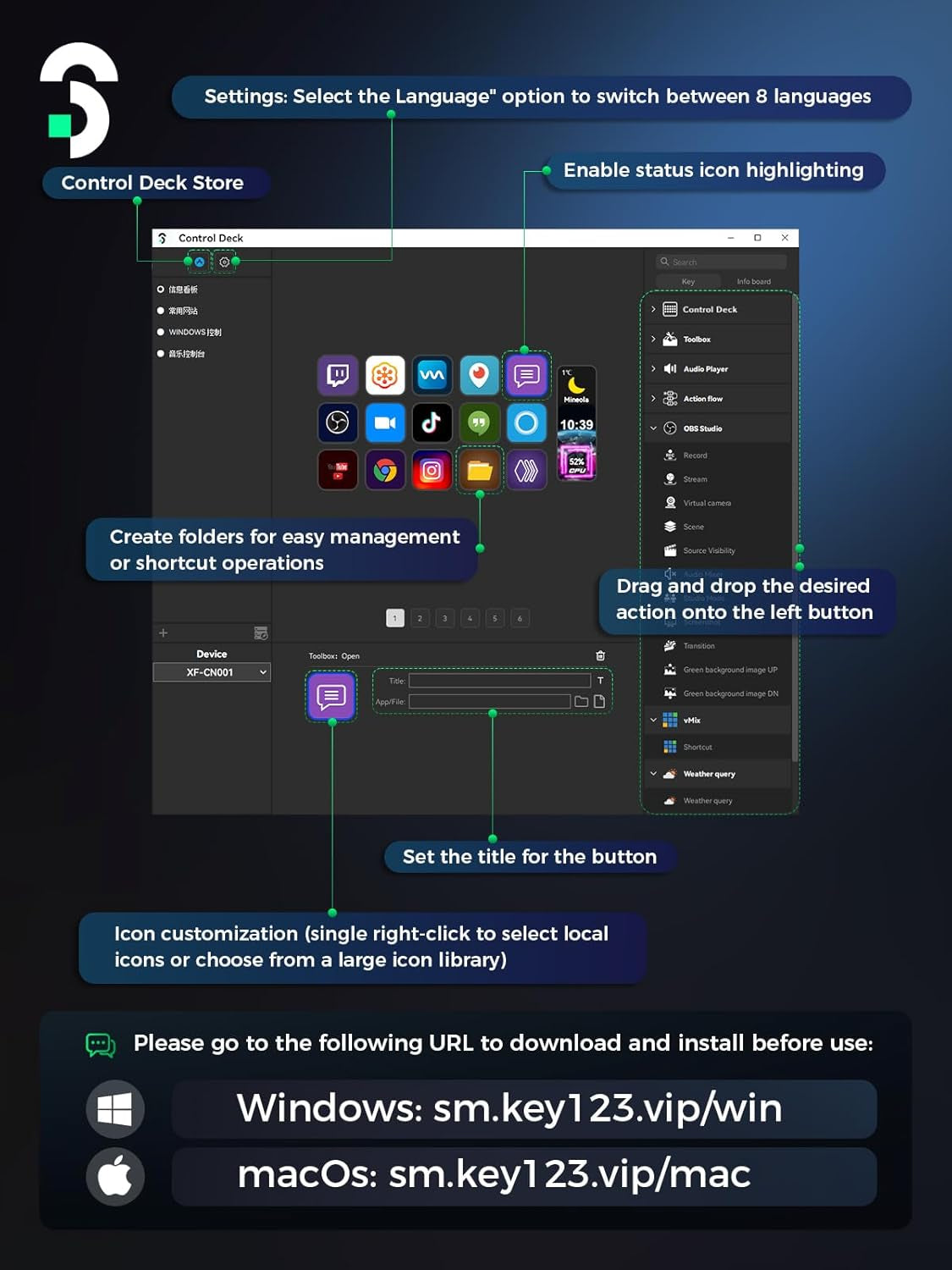 Stream Controller - Stream Control Deck with 15 LCD Macro Keys Customizable to Trigger Actions in OBS Twitch Youtube Compatible with PC & Mac for Content Creators Streaming Gaming