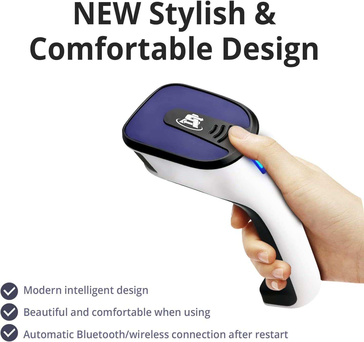 Portable Wireless Bluetooth Barcode Scanner: 3-In-1 Hand Scanners - Cordless, Rechargeable 1D and 2D Scan Gun for Inventory Management - Wireless, Handheld, USB Bar Code/Qr Code Reader