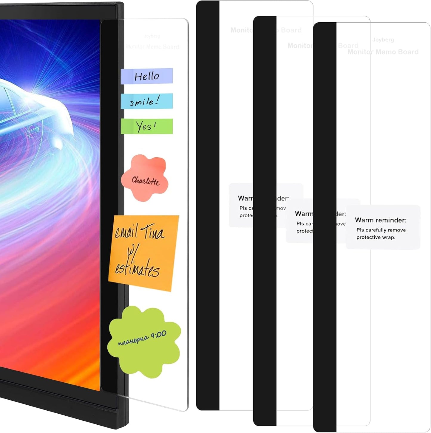 3PCS Monitor Memo Board, Memo Board for Computer Monitor, Monitor Memo Board Computer Monitor Sticky Note Holder, Office Desk Accessories