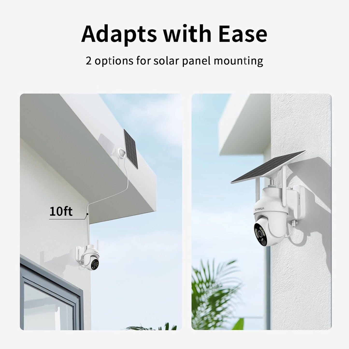 2K Solar Security Cameras Wireless Outdoor, 2 Pack 360Β° View Pan/Tilt Wifi Security Camera outside with Color Night Vision,Easy to Install, PIR Alarm, 2-Way Audio