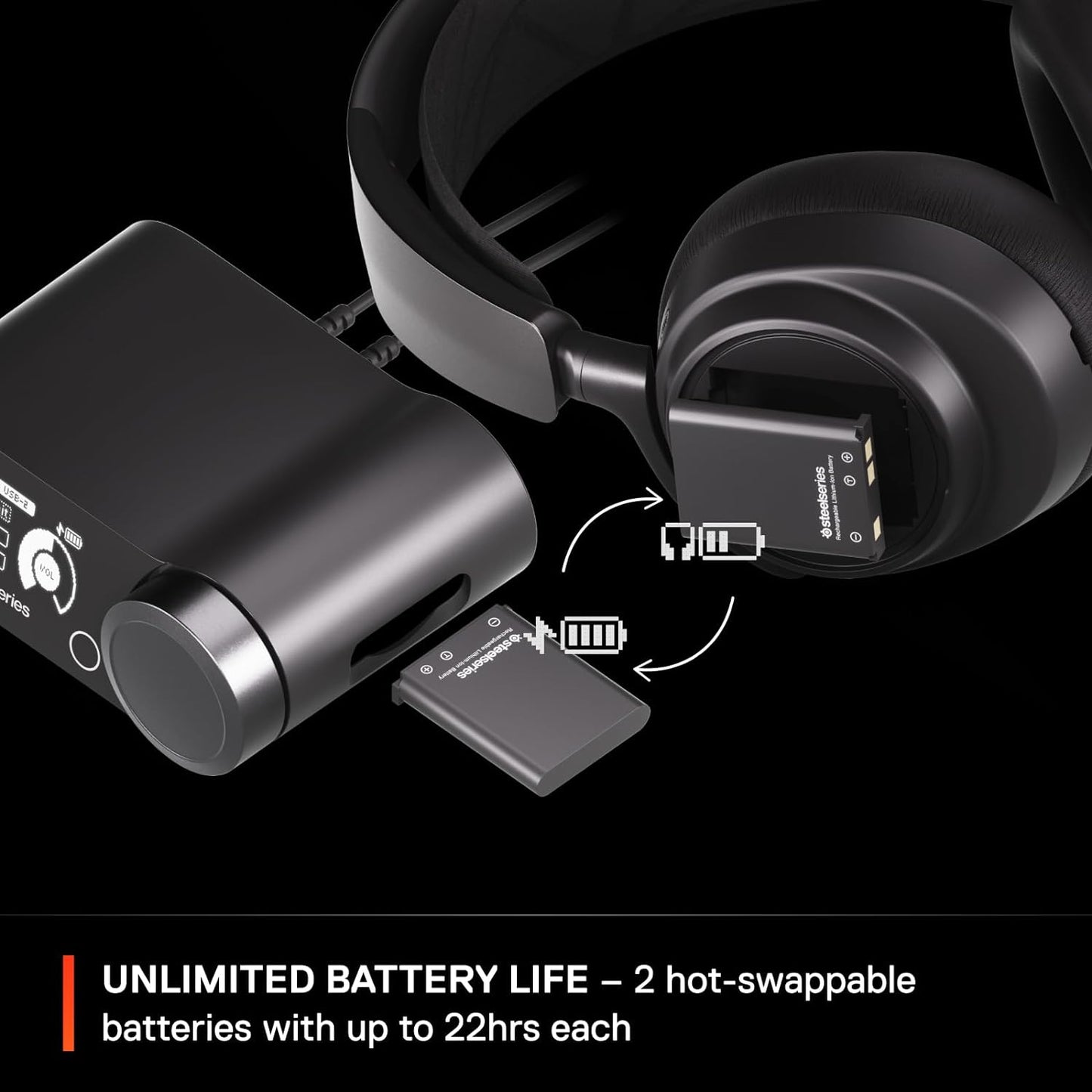 Arctis Nova Pro Wireless Multi-System Gaming Headset - Premium Hi-Fi Drivers - Active Noise Cancellation - Infinity Power System - Stealth Retractable Mic - PC, PS5/PS4, Switch, Mobile