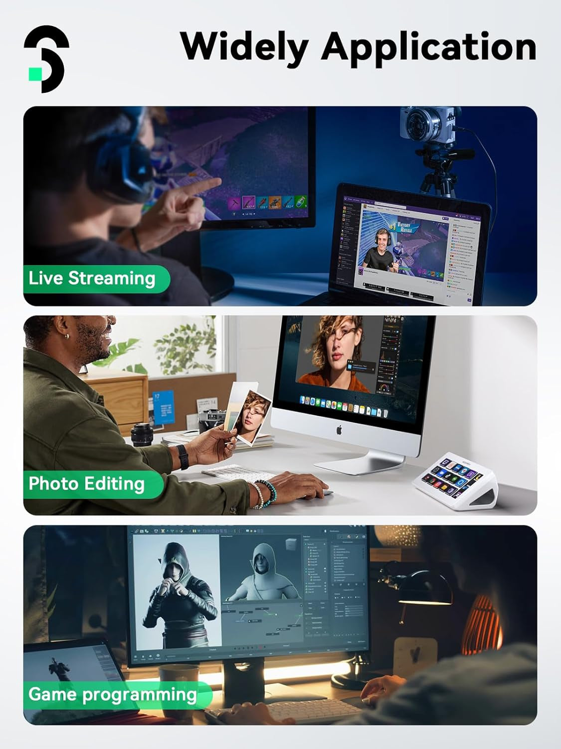 Stream Controller Stream Control Deck with 15 LCD Macro Keys Customizable for Content Creators Streaming Gaming to Trigger Actions in OBS, Youtube, Twitch and More, Compatible with PC & MAC