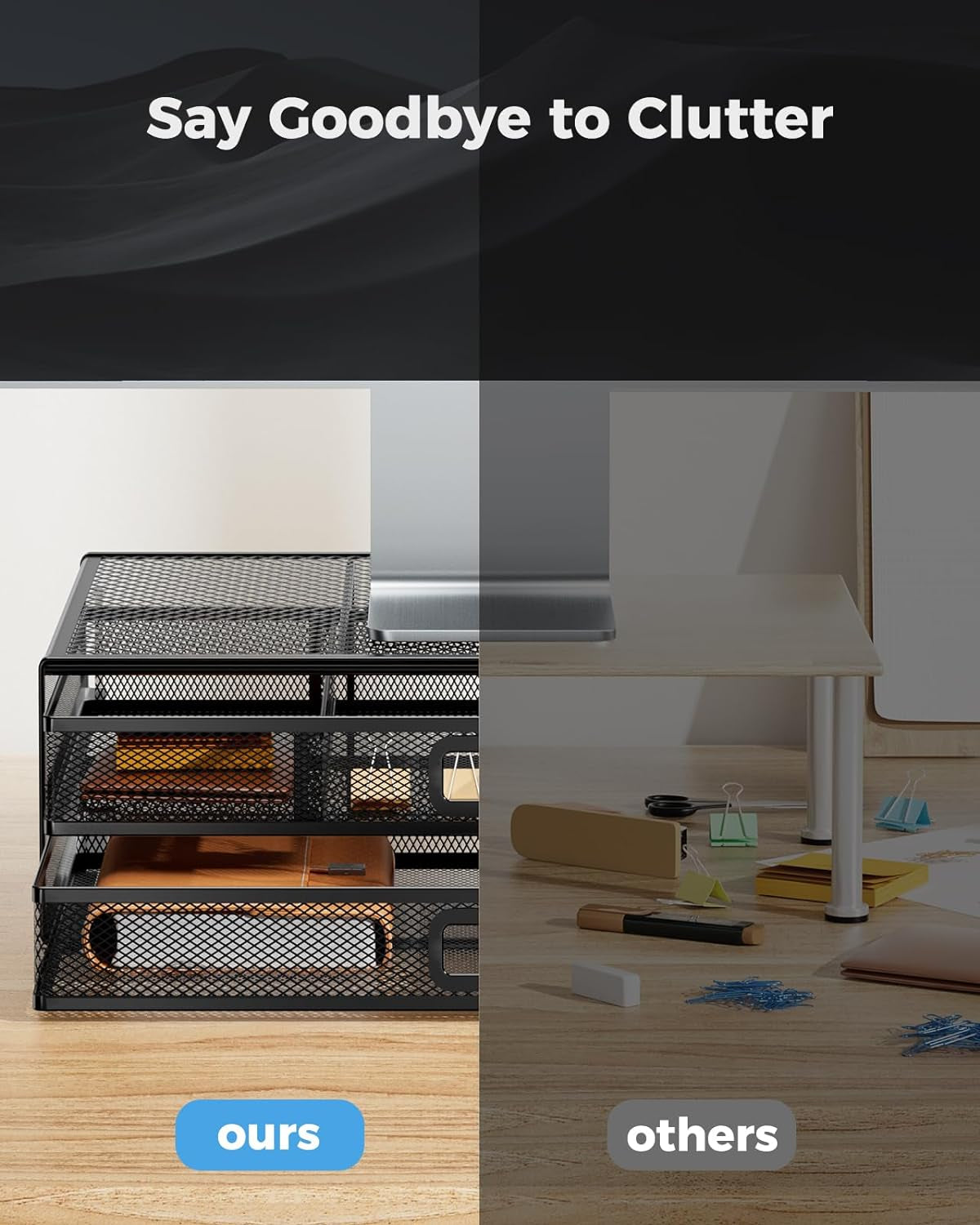 2 Tier Monitor Stand, Metal Monitor Riser with Drawer, Desk Organizer, Monitor Stand with Storage, Desktop Computer Stand for PC, Laptop, Printer