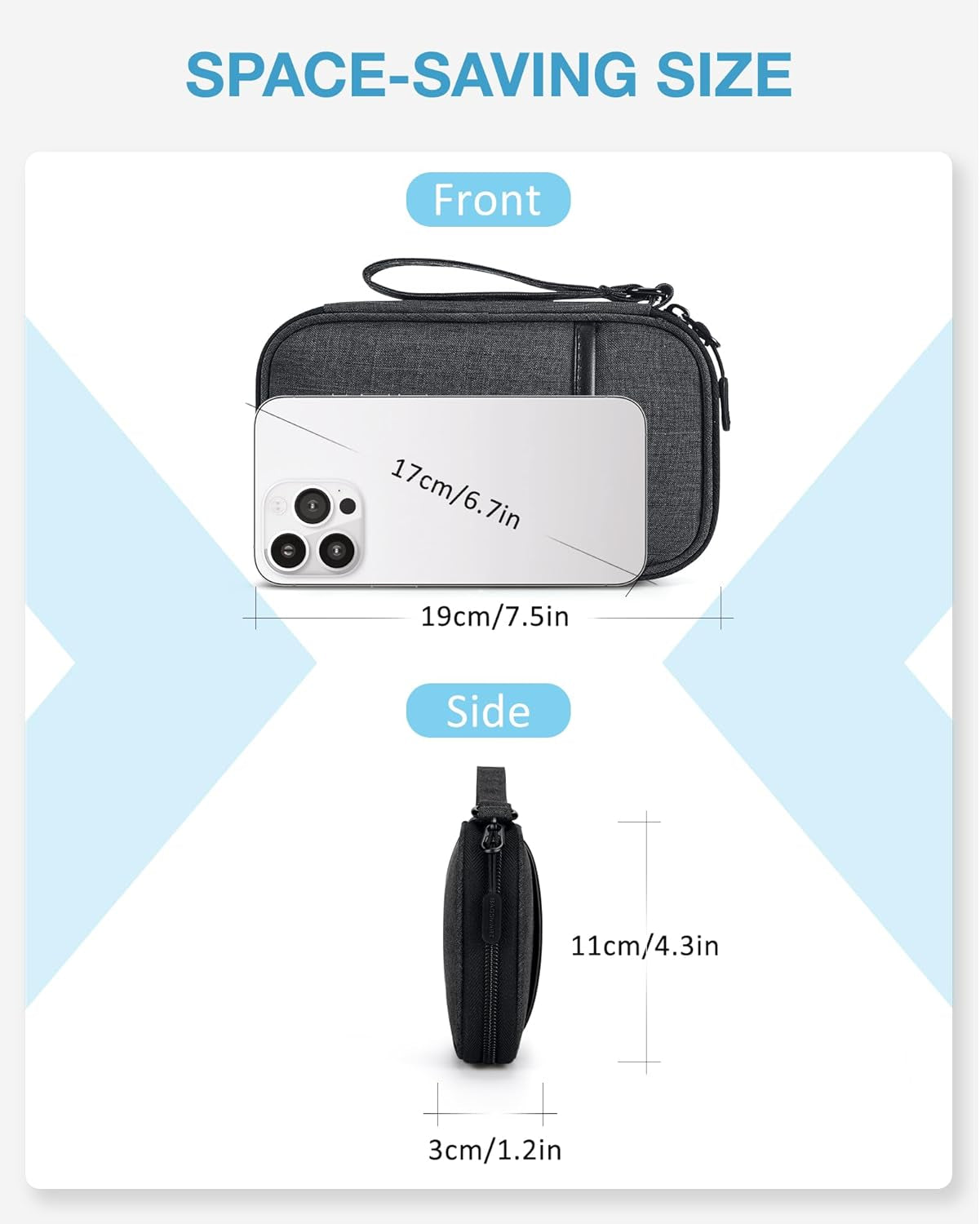 Cord Organizer Travel Cable Organizer Bag Tech Electronic Organizer Travel Case, Travel Essentials for Charger, Cable, Phone, Flash Drive, Single Layer - Black