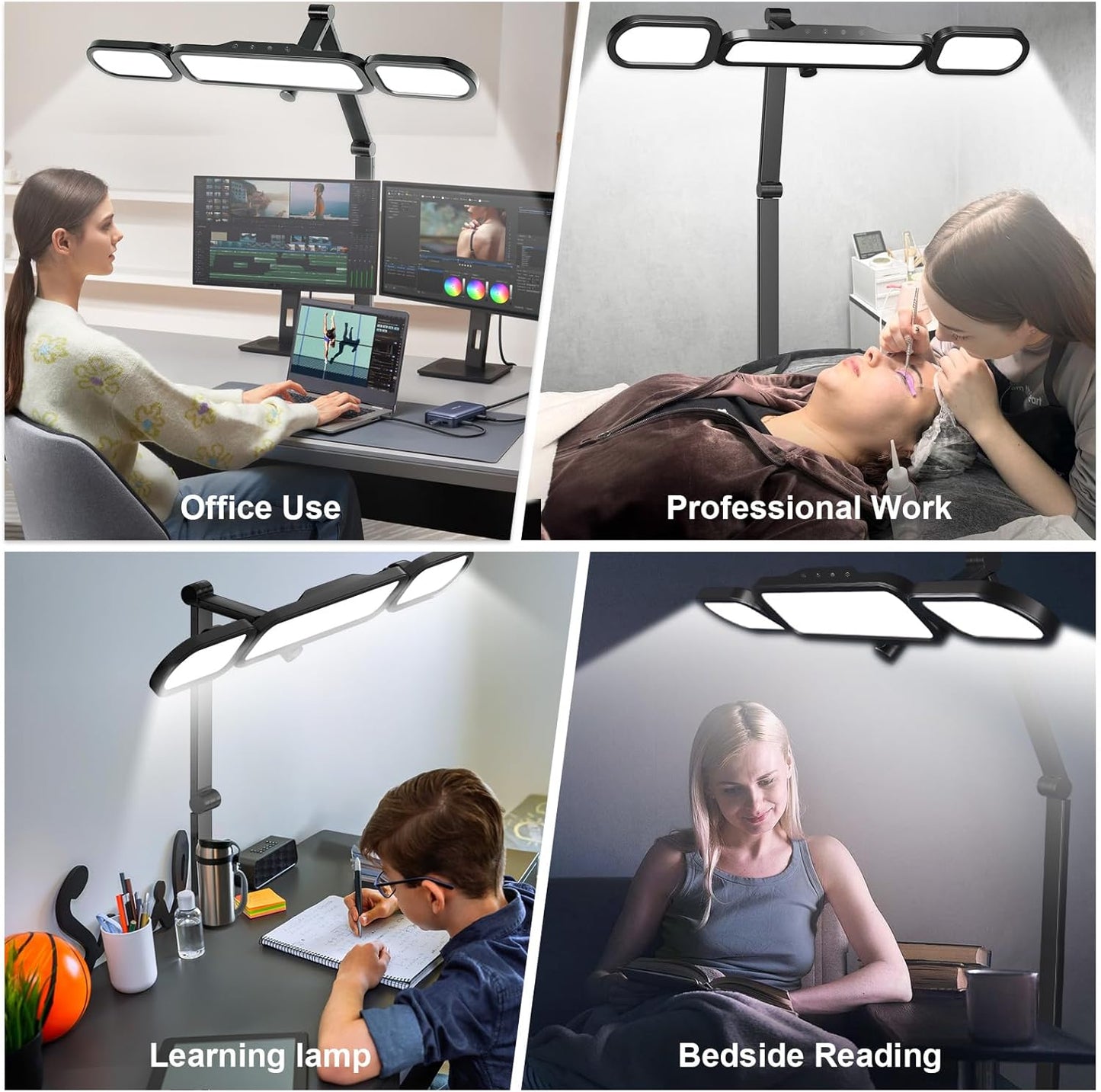 LED Desk Lamp with Clamp,Adjustable Swing Arm Desk Lamps for Home Office,Dimmable Tempering Eye Care Desk Light Bright Modern Led Table Lamp for Nail Tech Architect,Flexible Tall Task Table Light
