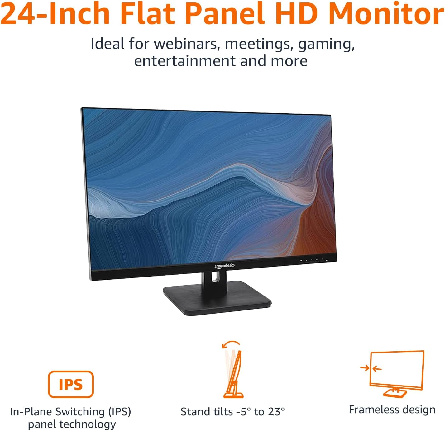 24-Inch IPS Monitor 75 Hz Powered with AOC Technology FHD 1080P HDMI, Display Port and VGA Input VESA Compatible Built-In Speakers for Office and Home, Black