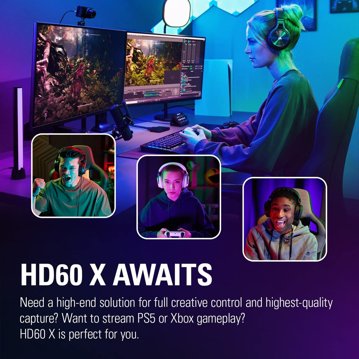 HD60 X - Stream and Record in 1080P60 HDR10 or 4K30 with Ultra-Low Latency on Ps5/Pro, Ps4/Pro, Xbox Series X/S, Xbox One X/S, in OBS and More, Works with PC and Mac
