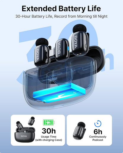 Mini Wireless Lavalier Microphone for Android/Tablets/Pc with USB C Plug,Noise Reduction,30H Battery Life with Charging Case,Ai Voice Changer,Lapel Microphone Wireless for Video Recording Podcast