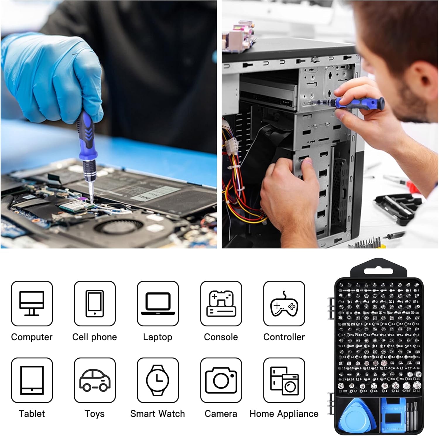 Precision Screwdriver Sets 124-Piece Computer Tool Kit with 101 Bits Magnetic, Electronics Repair Tool Kit for Iphone, Macbook, Laptop, PC, Tablet, PS4, Xbox, Nintendo, Game Console