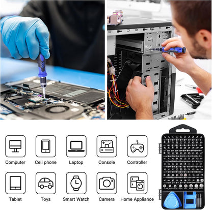 Precision Screwdriver Sets 124-Piece Computer Tool Kit with 101 Bits Magnetic, Electronics Repair Tool Kit for Iphone, Macbook, Laptop, PC, Tablet, PS4, Xbox, Nintendo, Game Console