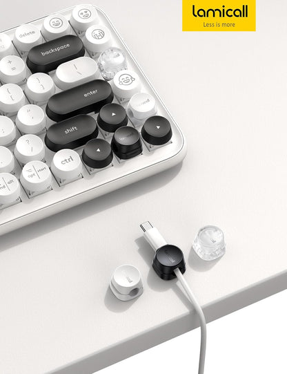 8Pack Cord Organizer [1S Lock] Spring Cable Management Clips -  Desk Cord Holder, Adhesive Cute round Cable Clip, Phone Charger Wire Organizer Keeper for Nightstand Car Office Accessory, White
