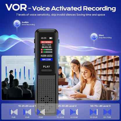 64GB Voice Recorder - Upgraded Digital Voice Activated Recorder with AI Noise Reduction Technology, Dictaphone Tape Recorder Device with Playback for Lectures Meetings/Classes/Interview