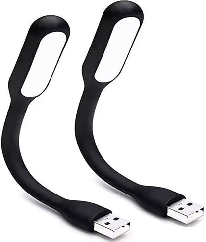 Mini Flexible Light, Portable USB Led Reading Night Lamp for PC Laptop Computer Notebook Power Bank - 2 Pack (Black)