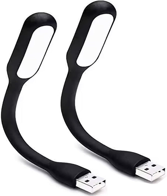 Mini Flexible Light, Portable USB Led Reading Night Lamp for PC Laptop Computer Notebook Power Bank - 2 Pack (Black)