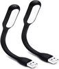 Mini Flexible Light, Portable USB Led Reading Night Lamp for PC Laptop Computer Notebook Power Bank - 2 Pack (Black)