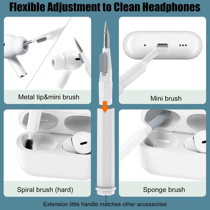 20 in 1 Multifunctional Cleaner Kit for Electronic Devices, Keyboard Cleaning Brush, Headphones Cleaner Kit for Airpods, Multi-Tool for Cleaning Laptop, Earbuds, Camera, Cellphones (White)